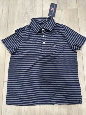 Vineyard Vines Boys' Navy and Gray Striped Polo